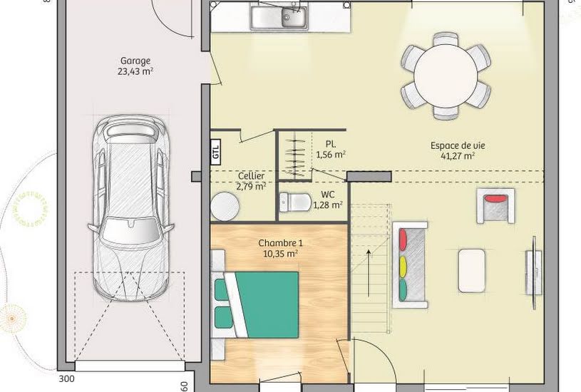  Vente Terrain + Maison - Terrain : 1 500m² - Maison : 89m² à Mesnil-Raoul (76520) 