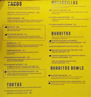 Rodeo Cantina & Kitchen menu 