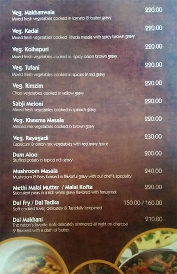 Mezbaan Restaurant menu 