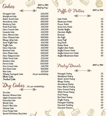 Cake Spot menu 