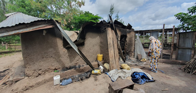 A house that was torched by al Shabaab militants at Salama Village in Lamu West on June 24,2023.