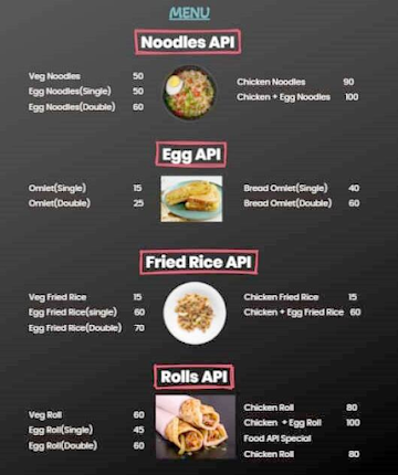 Food API menu 