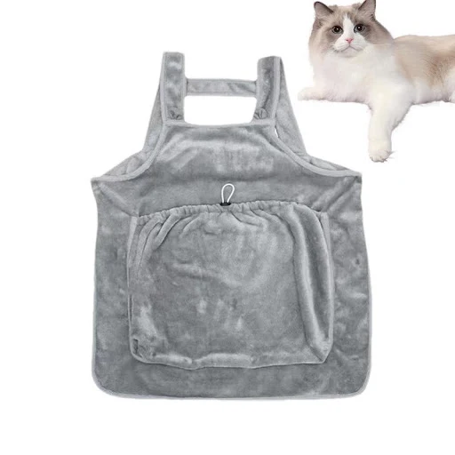 Cat Carrier Apron Pouch Warm Cat Sleeping Chest Bag Coral Fleece Cat Sling Carrier Chest Apron Adjustable Pocket