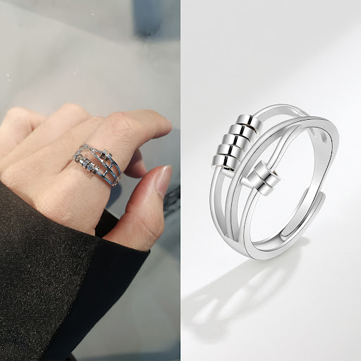 Title 5, Retro Sterling Silver Anxiety Decompression Rin...