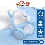 Tai Nghe Bluetooth Chụp Tai Cute Dễ Thương Y08, Headphone Có Đèn Led 7 Màu Nhấp Nháy, Tai Mèo Có Thể Tắt Đèn