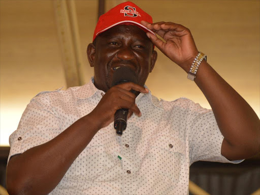 Kwale governor Salim Mvurya during Jubilee party aspirants meeting held at wild waters complex in Nyali,Mombasa county February 6,2017.Photo / JOHN CHESOLI