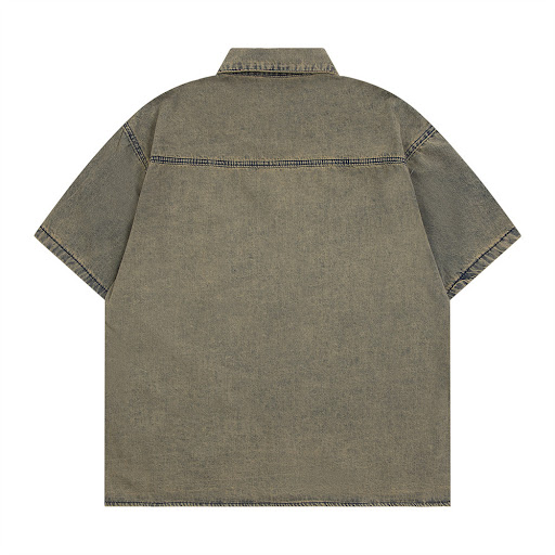 Title 11, Mens Waste Soil Distressed Letters Denim Shirt...