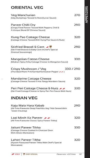 Raaga Imperio menu 