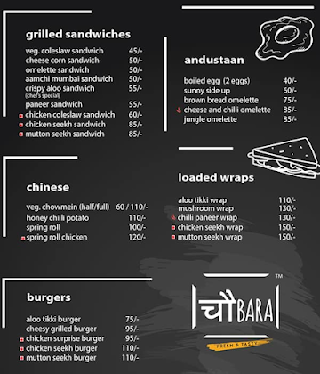 Chaubara Goworks menu 