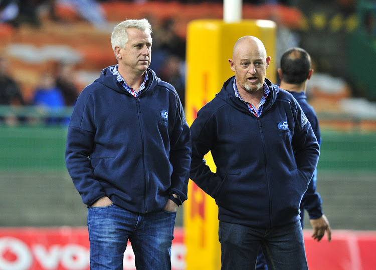 The DHL Stormers head coach Robbie Fleck (L) and his assistant Paul Feeney have had a terrible 2017/18 Super Rugby season and are under pressure from the Union.