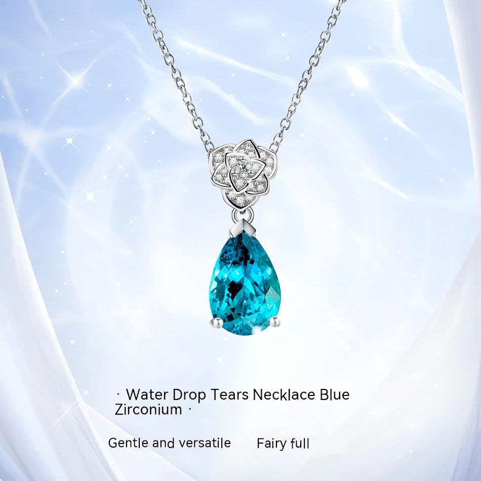 Collier en Argent Sterling pour Femme Design Goutte d'Eau Élégant Bijou Tendance Cadeau Parfait