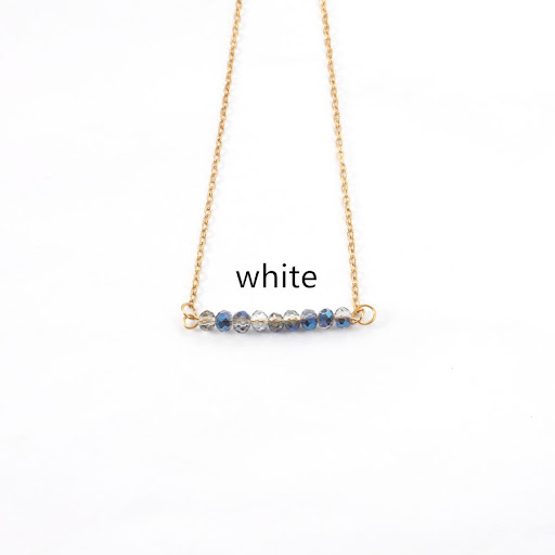 Title 5, 4mm Glass Stone Necklace Stainless Steel Chain....