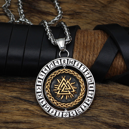 Title 6, Stainless Steel Viking Pendant Triangle Rune Co...