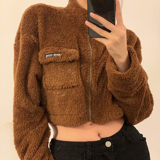 Title 2, Double Sided Fleece Short Loose Fur Coat for Ou...