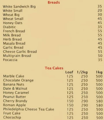 Delifresh Bakery & Cafe menu 