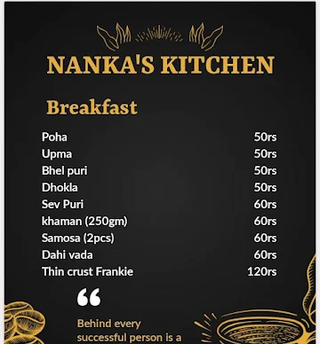 Nanka's Kitchen menu 