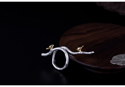 Title 3, Bague oiseau animal à bouche ajustable. Bijou u...