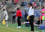 Baroka FC technical director Doctor Khumalo reacts on the bench during an Absa Premiership match against SuperSport United on May 12 2018. Khumalo says he will decide after the ongoing FIFA Russia World Cup if he is going back to the Limpopo based club. 
