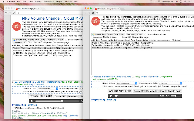 MP3 Volume Changer, Cloud MP3Gain chrome extension