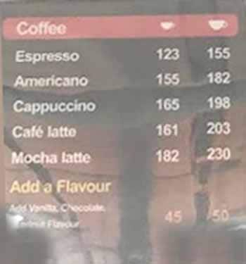 Cafeccino menu 