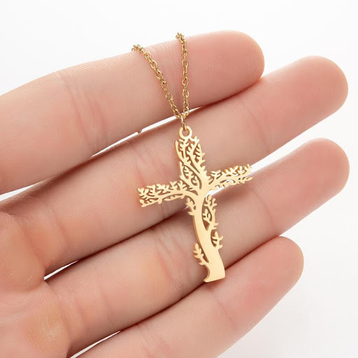Title 4, Tree Of Life Necklace Ladies Cross Clavicle Cha...