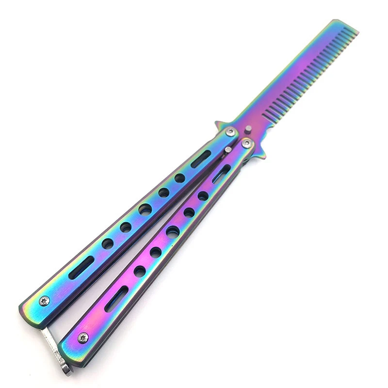 Colorful Titanium Butterfly Training Comb Without Blade – Practice safely and improve your flailing skills with this fun