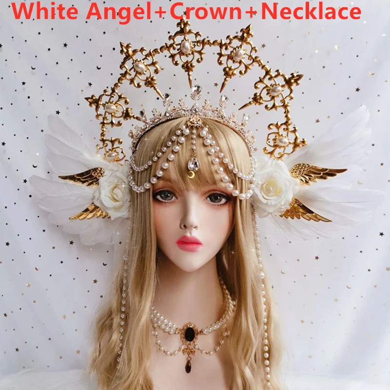 Gorgeous white angel headdress Halo hair ornament. Elevate your hairstyle with this stunning celestial accessory, perfec