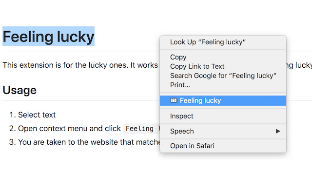 Feeling Lucky chrome extension