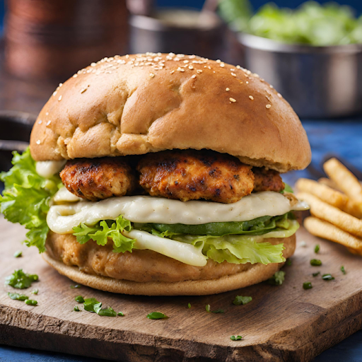 Chicken Seekh Kabab Burger