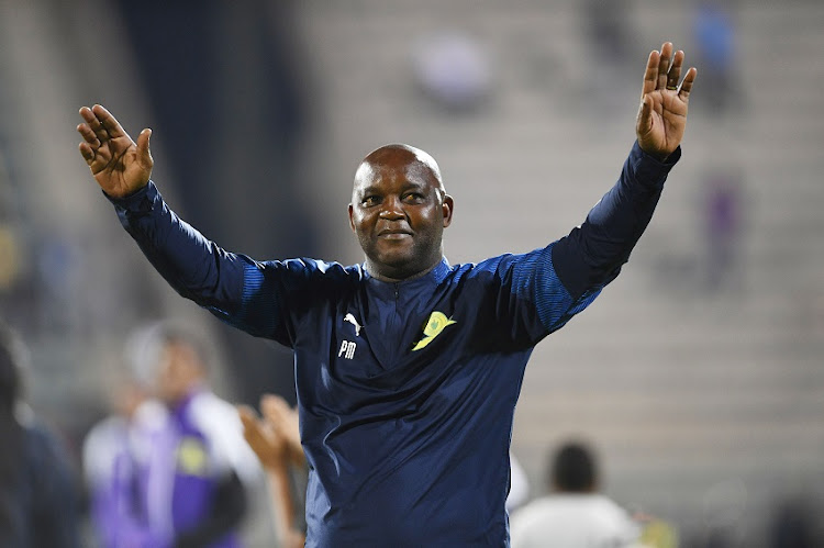 Mamelodi Sundowns head coach Pitso Mosimane during the CAF Champions League match between Mamelodi Sundowns and Cote d'Or FC at Lucas Moripe Stadium on September 27, 2019 in Pretoria, South Africa.