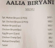 Aalia Biryani menu 1