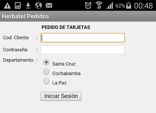 Herbatel Pedidos Screen 1
