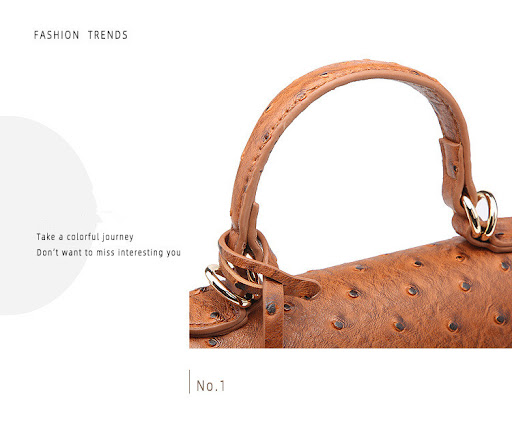 Title 1, Ostrich pattern magnetic buckle shoulder bag. C...