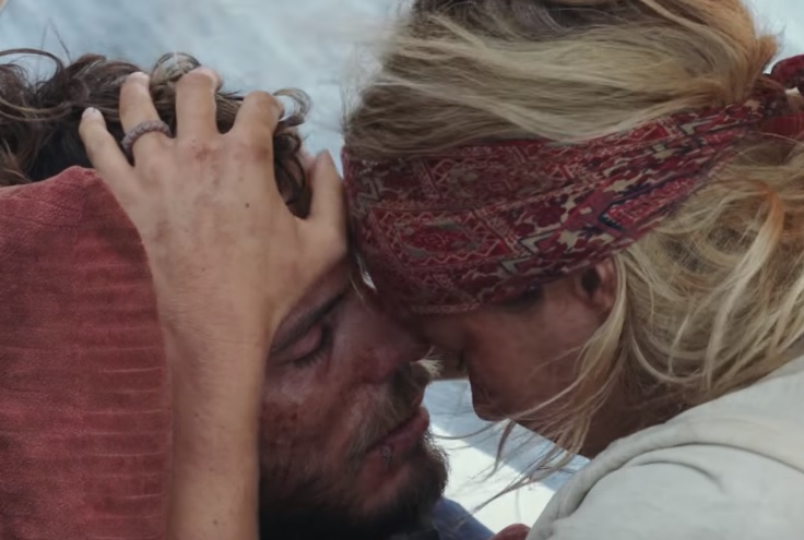 Sam Claflin and Shailene Woodley in a scene from their new sailing disaster movie, 'Adrift'.