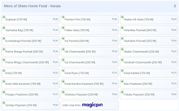 Shero Home Food - Kerala menu 