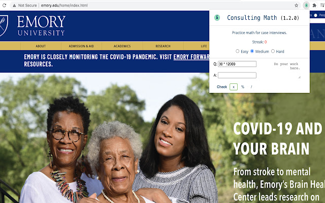 Consulting Math chrome extension
