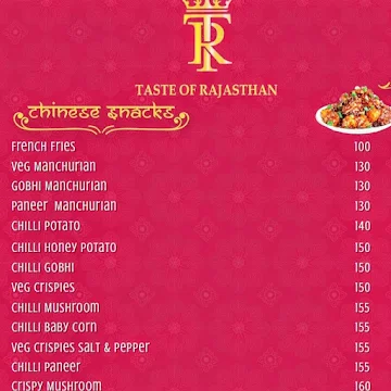 Taste of Rajasthan menu 