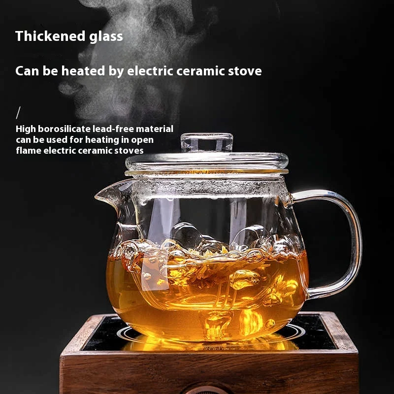 Théière en Verre Résistant aux Hautes Températures et Épaississement Savourez votre thé avec cette théière robuste et sûre, idéale pour une utilisation quotidienne.