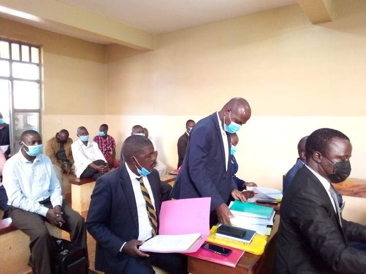 Lawyer Brian Khaemba before Bungoma law court.