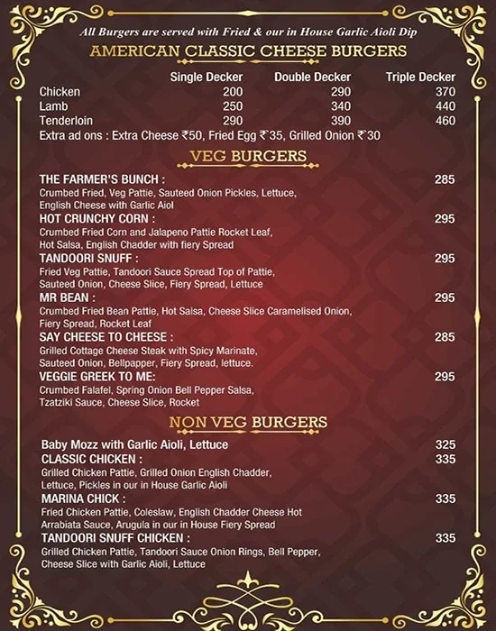 The Burger Co. menu 