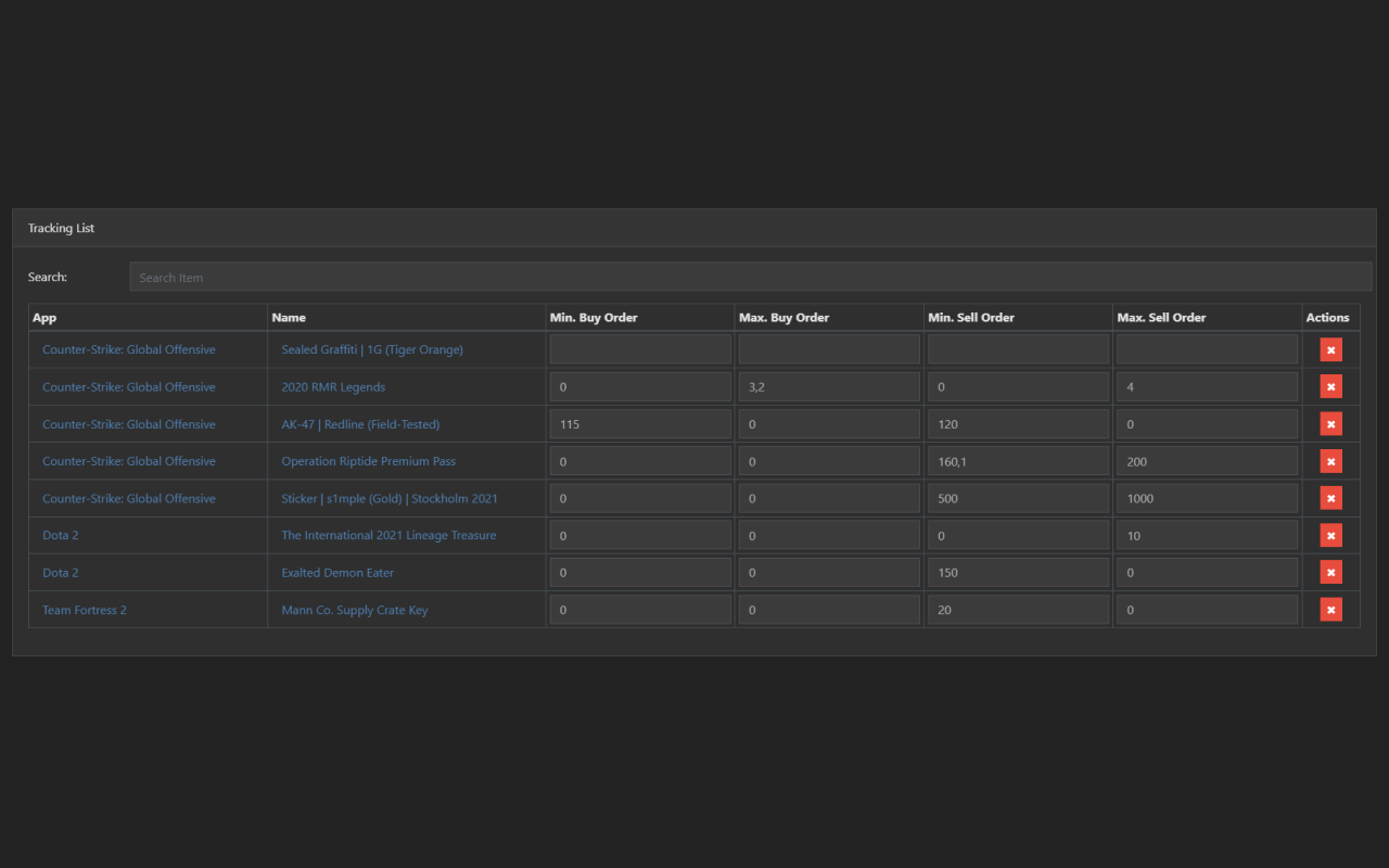 Steam Market Item Price Tracker Preview image 4