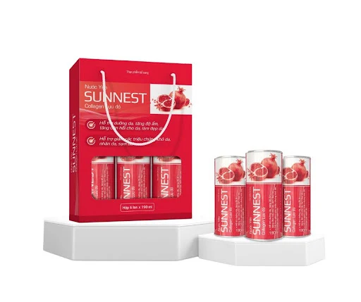 Nước yến Sunnest Collagen lựu đỏ Hộp 6 lon x190ml