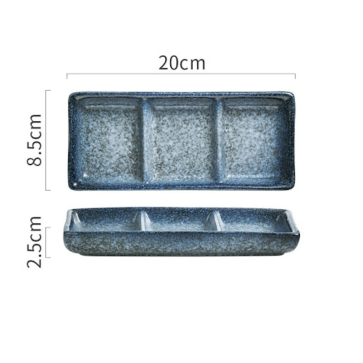 Title 10, Three Grid Ceramic Dish with Vegetable Sauce Pe...