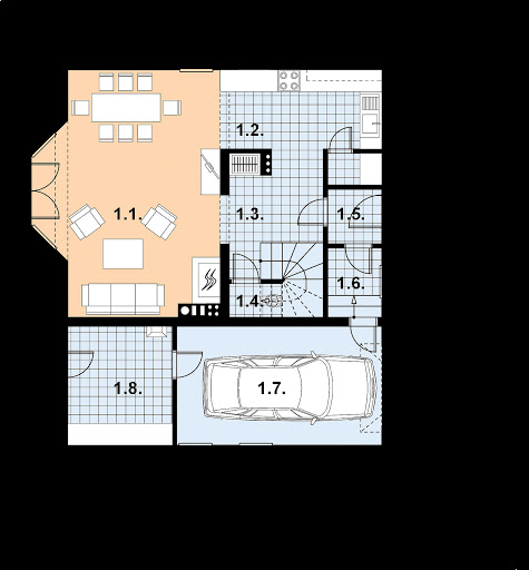 L-17 szkielet drewniany - Rzut parteru