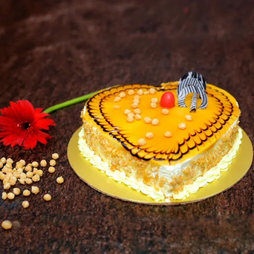 Heart Shape Butterscotch Cake Eggless