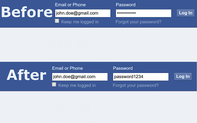 Password Revealer chrome extension