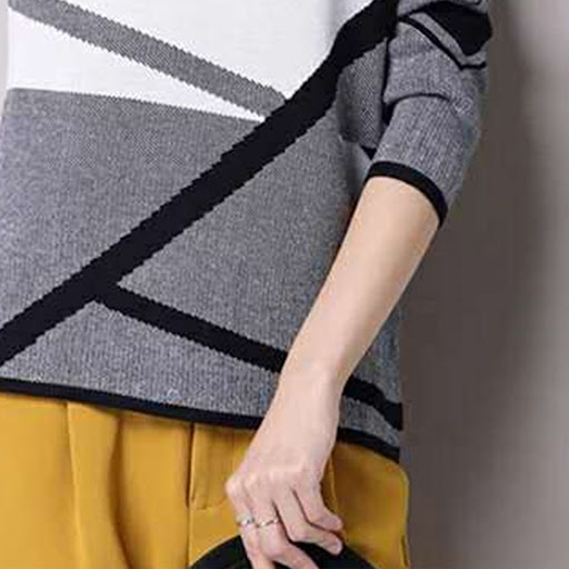 Title 2, Color Blocking Positioning Jacquard Long Sleeve...