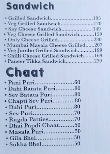 Pani Puri Sandwich And Roll menu 