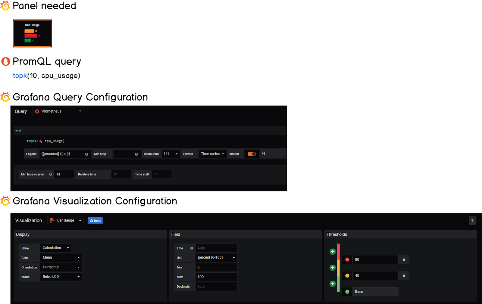 Grafana bar gauge cheatsheet