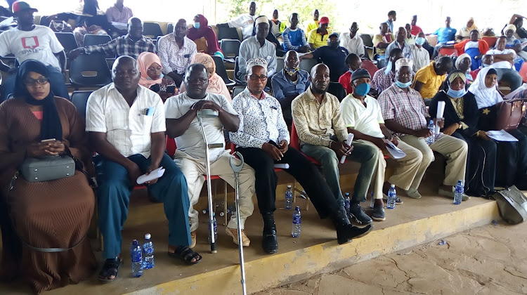 Matuga residents during a public participation forum in Kwale on Sunday, February 21, 2021.